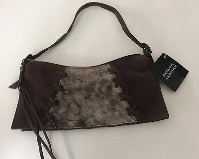 Vintage Brown Suede Leather Shoulder Handbag Purse Boho Hippie Fringe Tassel NOS • $33.64