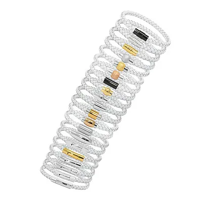 Unisex Men's Genuine  Leather Stainless Steel Magnetic Clasp Bracelet White • $7.99