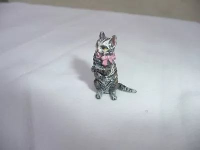 Vintage Vienna Bronze Cat With A Pink Bow Marked Fbw Fritz Bermann • $99