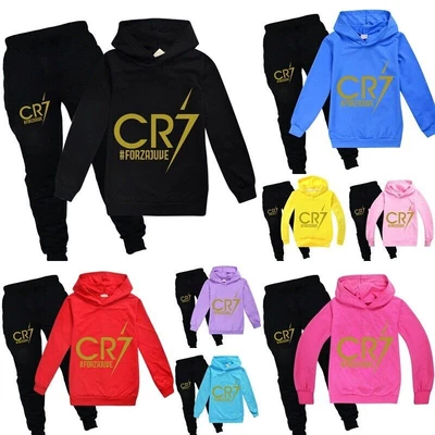 Kids CR7 Hoodie+Pants Suits Sweatshirt Jumper Tops Football Tracksuit Sets Gifts • £19.79