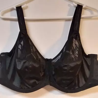 ELOMI CAITLYN Black Full Coverage Unlined Bra 44DD Underwire Back Closure • $21.99