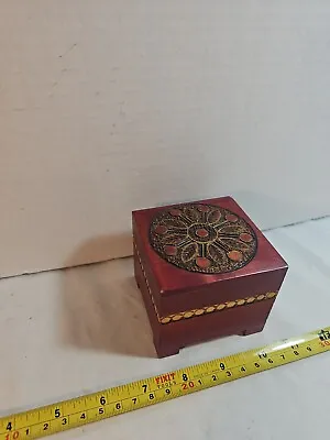 Decorative Wooden Trinket Box Made In Poland 3 X2.5 X2.3  RecycledFashionShopCom • $24.99