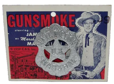 Gunsmoke James Arness As Marshal Matt Dillon Badge On Store Card CBS 59' Unused • $359.99