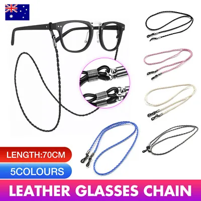 $4.68 • Buy Leather Cord Sunglasses Reading Glasses Spectacles Eyeglass Holder Strap Chain  
