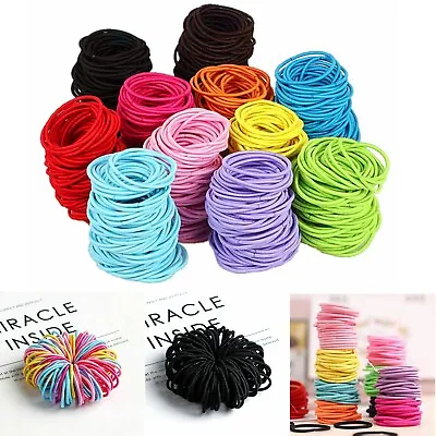 100 Mini Small Thin Elastics Snag Free Hair Bands Ponytail Bobbles Mixed Colours • £3.52