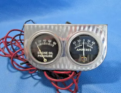 Vintage Car Gauge Set Oil Pressure & Amperes With Holder Rat Rod Hot Rod • $23