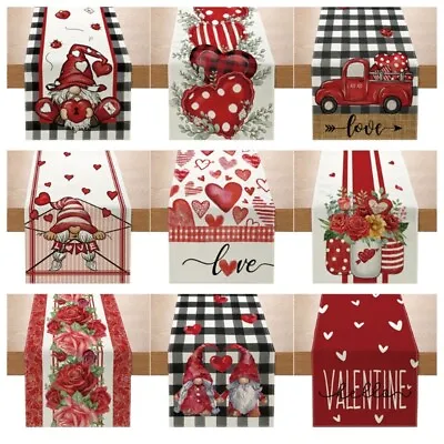 Valentines Day Table Runner Decoration Love Heart Gnome Table Runner Tablecloth • £9.28