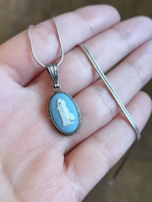 £14.95 • Buy Wedgwood 925 Sterling Silver Blue Jasperware Pendant Necklace - 4.6 G