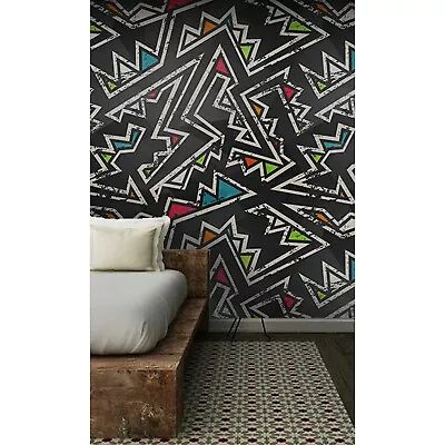 £10 • Buy Graffiti Non-woven Wallpaper Gray And Blue Home Wall Mural Photo Mural