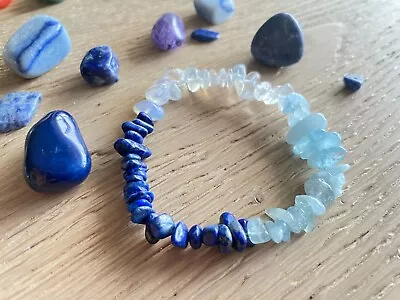 Natural Gemstone Bracelet - Aquamarine Opalite Lapis Lazuli - Healing Crystals • £3.59