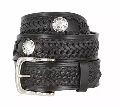 Western Scorpion Hand Woven Genuine Leather Belt W/ Indian Concho 1-1/2  Wide • $36.95