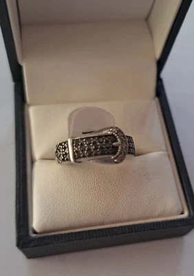 £7.99 • Buy  925 Sterling Silver Black Spinnel Buckle Ring  Size L. BN. (15)