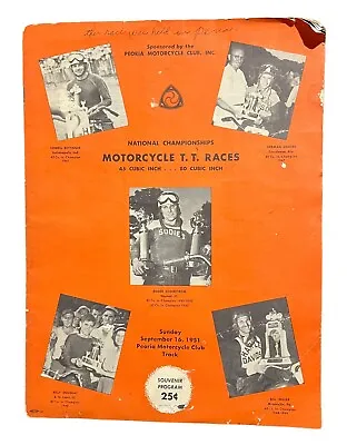 Vintage 1951 Peoria Motorcycle Club National Champ TT Races Program Soderstrom • $77.07