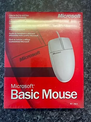 Vintage Microsoft Basic Mouse 1.0 Win Ps/2 - Boxed Sealed Unopened Collectible • £39.99