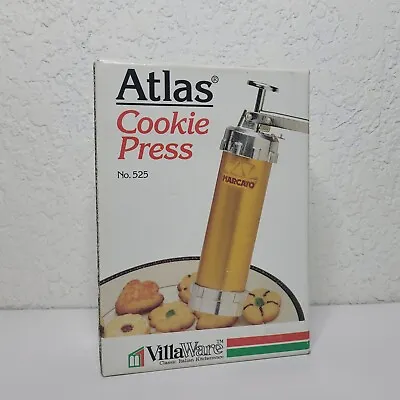 Marcato Atlas Metal Cookie Press 20 Discs + 4 Tips Italy Made Vintage Villa Ware • $33