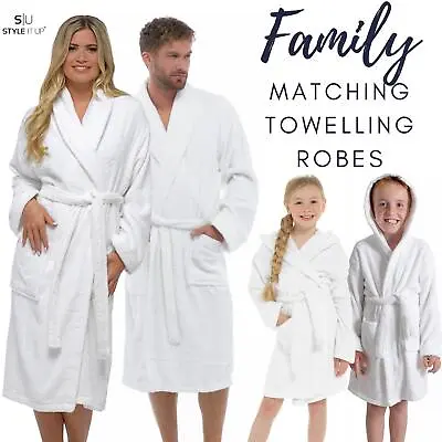 Family Matching Cotton Towelling Towel Bath Robe Gown Mens Ladies Kids Unisex • £16.99