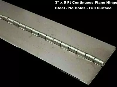 3  X 60  PIANO HINGE No Holes Weldable Steel Finish Continuous Nonremovable Pin • $35.18