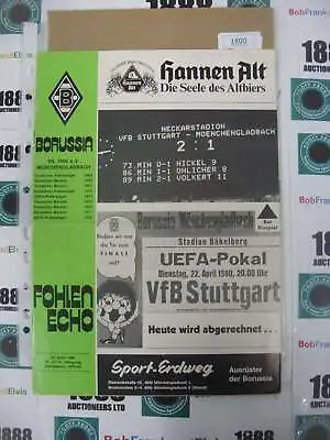 UEFA CUP SEMI-FINAL 1979/1980 A Football Programme From The Fixture Borussia M • £6