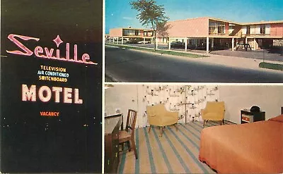 Postcard Illinois Chicago Seville Motel Mid Century Furniture Night Cub 23-624 • $12.99