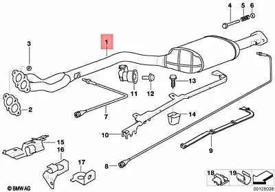 Genuine BMW E36 318is 318ti Coupe Exhaust Pipe Front Silencer 18101435661 • $374.62