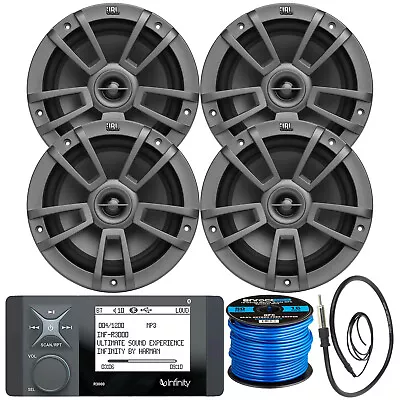 Infinity R3000 Bluetooth Radio 4x 8  375W Gray Marine Speaker Wire Antenna • $699.85