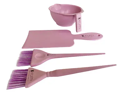 Hair Dye Brush And Bowl 4 Pce Set In Pink Bag Salon Tint Mixing Kit Eco Board • £9.99