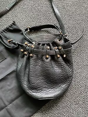 $450 • Buy Alexander Wang Diego Bucket Bag Small Leather In Black