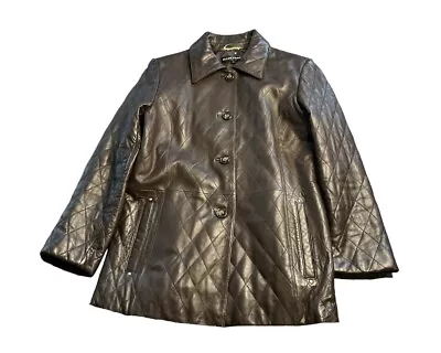 Ellen Tracy Quilted Leather Jacket NWoT Brown Large • $58.80