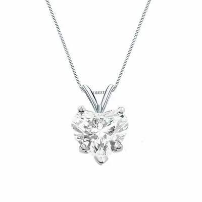 2 Ct Heart Shaped Real Solid 14K White Gold Solitaire Pendant 18  Necklace • $239.97