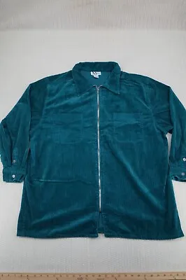 Vintage NY Jeans Shirt Mens Extra Large Green Corduroy Full Zip Long SLeeve • $24.95