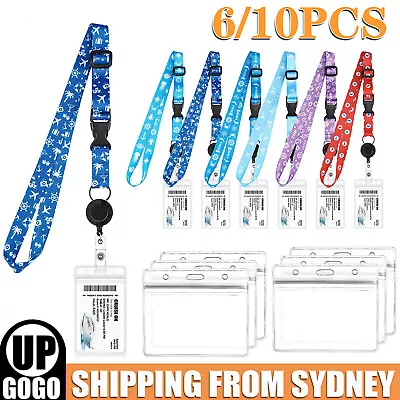 6/10X Adjustable Cruise Lanyards With Waterproof ID Badge Reel Holder Key Cards • $7.95