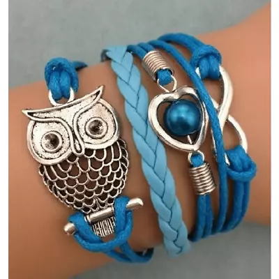 Owl Braided Bracelet Infinity Friendship Multilayer Charm Leather Bracelets 01 • $0.01