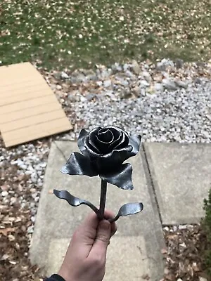 Handmade Iron Rose Forged By Blacksmith Steel Metal Rose Metal Flower Welded. • $85