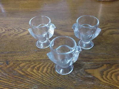 Vintage  Luminarc Clear Glass Chick Egg Cups - France Set Of 3 • $9.95