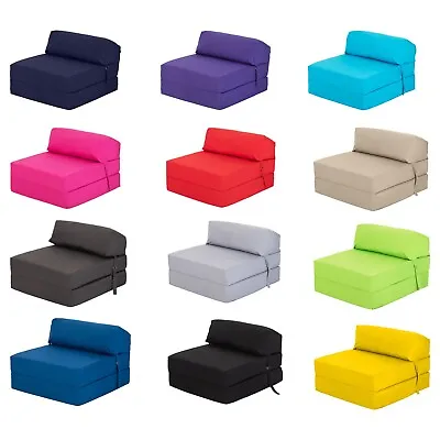 Single Fold Out Sofa Bed Futon Foam Filled Chair Guest Z Bed Folding Mattress • £52.97