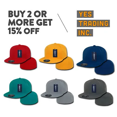 $9.95 • Buy Decky Mens Plain Fitted Baseball Hat Retro Flat Bill Hats Casual Cap Active Caps