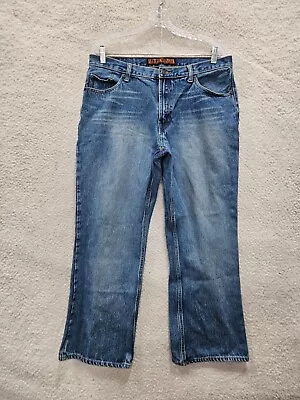 Steve Barrys Jean Men 36x30 Blue Cotton Mid Rise Regular Fit Low Bootcut Denim • $12.50