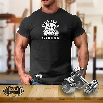 Gorilla Strong T Shirt Gym Clothing Bodybuilding Training Workout Boxing MMA Top • £11.99