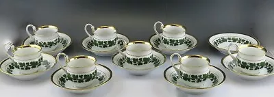 Fantastic 17pc Meissen Full Green Vine Gilt Tea Coffee Cup And Saucer Set • $1440
