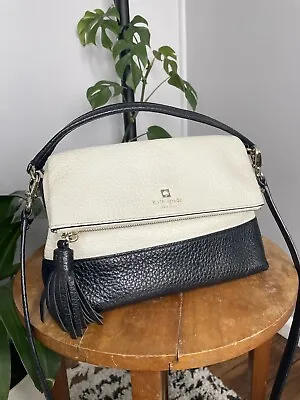 Kate Spade Black Beige Leather Crossbody Bag Handbag  • $90