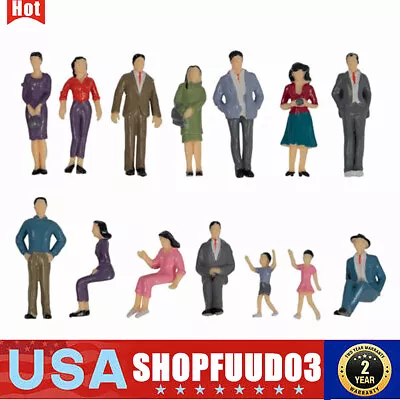 14pcs Model Trains 1:25 Miniature Painted Figures G Scale People Standing Seated • $13