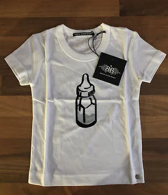 Rock Star Baby White Tshirt With Bottle Motif Size 3-6 Months Brand New  • £3.99