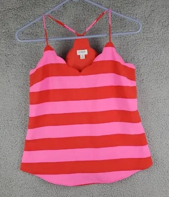 J.CREW Tank Top Womens Size 0 Orange Pink Scalloped Sleeveless Lined • $15.95