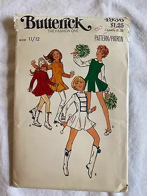 Girls Cheerleader Skating Dress Majorette Butterick 4936 Pattern Sz 11/12 UNCUT • $12