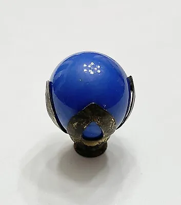 Antique Original 1930s 40s Glass Ball Brass Threaded Lamp Finial Cobalt Blue Vtg • $33.25