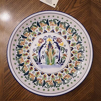 New HERNANDEZ Puebla Mexico TALAVERA Pottery Handmade 11 3/8  Platter Signed • $49.99