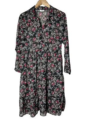 J. Jill Womens Shirt Dress Long Sleeve Floral Sheer Tunic Dress Medium Petite • $20.95