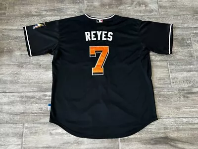 Miami Marlins Jose Reyes #7 Baseball Majestic MLB Jersey Black Size 52 • $32