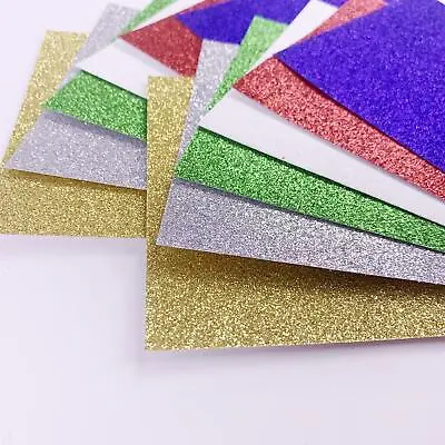 Glitter Paper 80gsm 12 Sheets Of Coloured Glitter Card A4 A5 A6 Metallic Shiny • £8.99