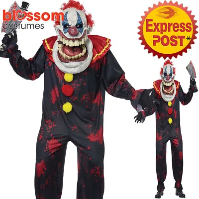 CA903 Die Laughing Fatty Killer Scary Clown Halloween Mens Costume Psycho + Mask • $89.25